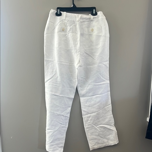 Stylish White Tie-Waist Linen Pants - Picture 5 of 5